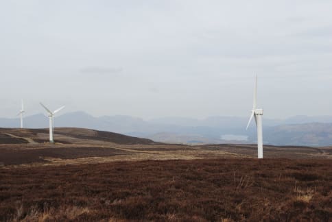 Wind turbines on Kirkby Moor looking north to Coniston