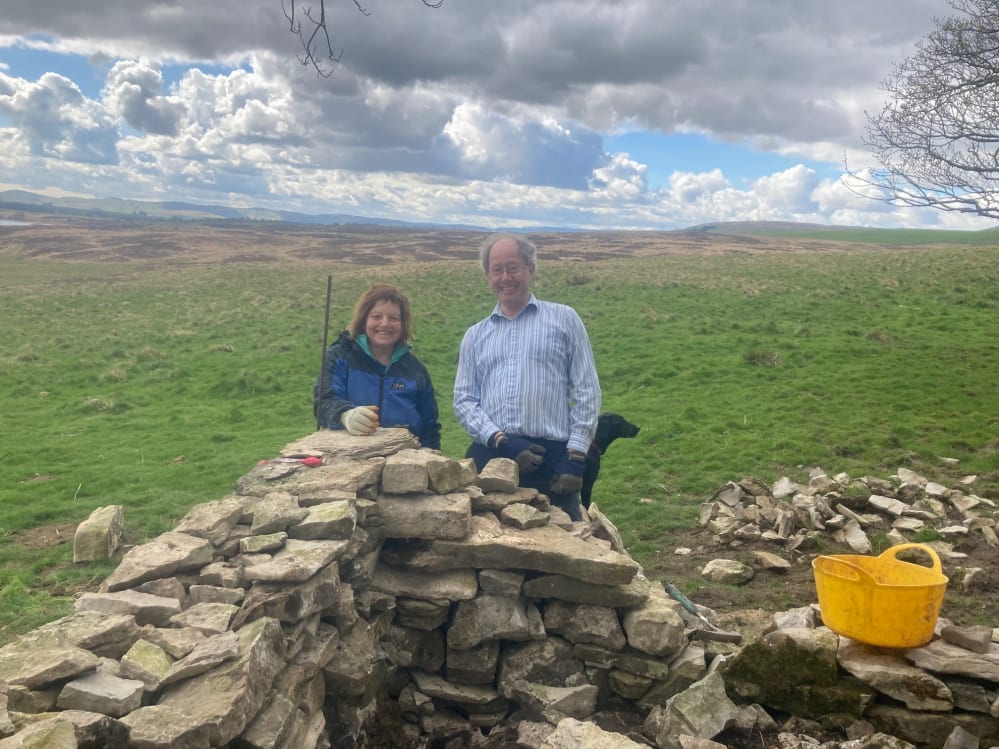 Rachel and Richard by a dry stone wall