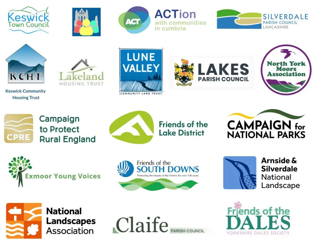 Names and logos of organisations that have co-signed our letter asking for action on holiday homes and second homes
