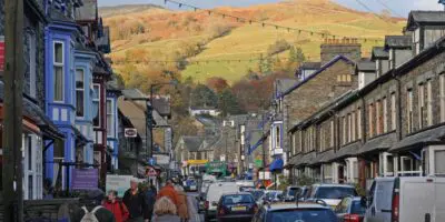 Traffic clog up roads in Ambleside