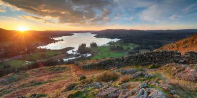A lovely view over Windermere with the sun coming up