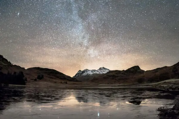Stars and Milky Way over Blea Tarn & the Langdale Pikes