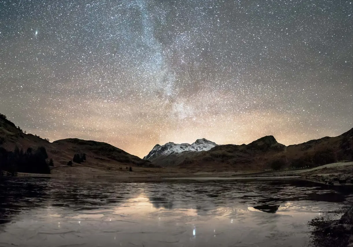 Stars and Milky Way over Blea Tarn & the Langdale Pikes