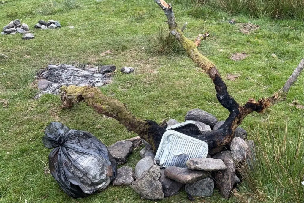 Remains of a fire near Buckstones Jump near Rydal