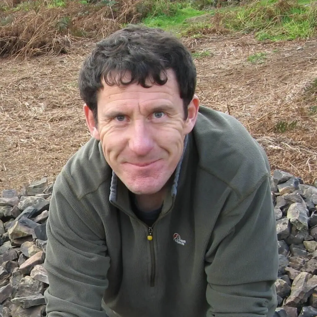 A man dry stone walling