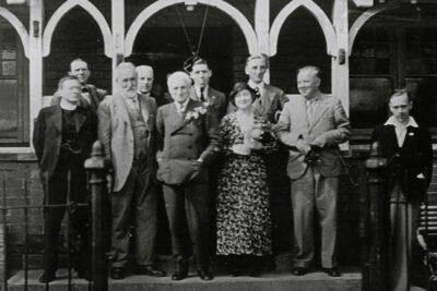 A black and white photo of the founders of Friends of the Lake District