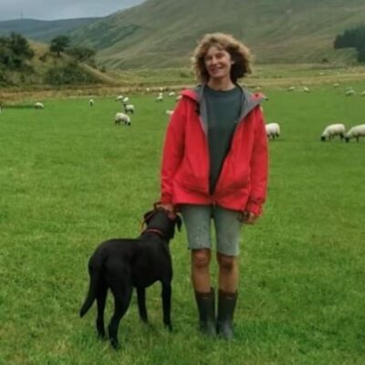 A woman and her dog.