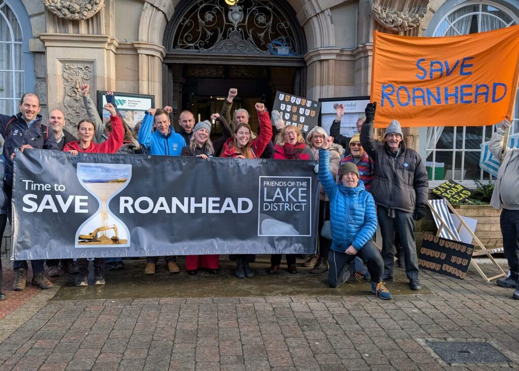 Roanhead campaigners celebrate result outside town hall