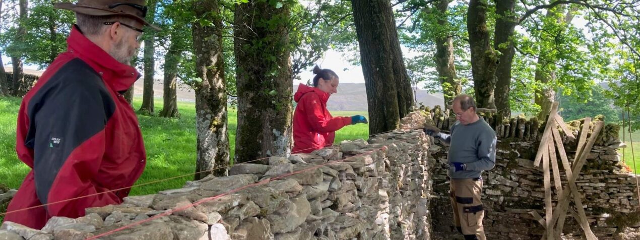 People dry stone walling in Mazonwath