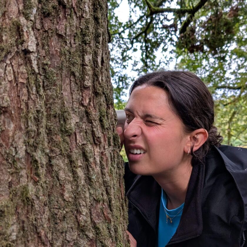 Plantlife worker examines species